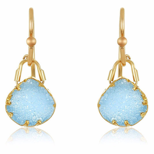 Romeo Blue Geode Earrings, Gold-Filled