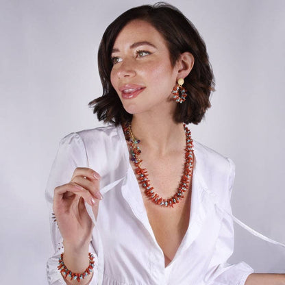 Gloria Red Coral & Turquoise Necklace