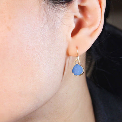 Romeo Blue Geode Earrings, Gold-Filled