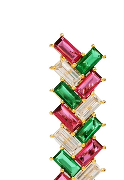 Red, White & Green Geometric Earrings