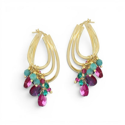 Jalila Earrings with Fuchsia Stones