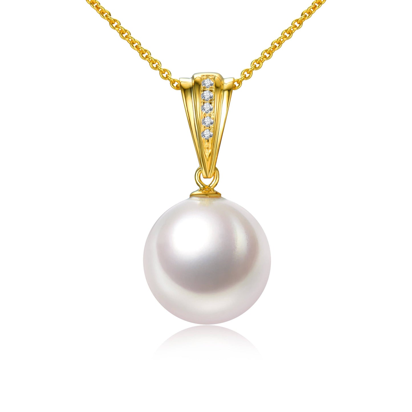 Diamond Accent Pearl Pendant Necklace, 18k Gold