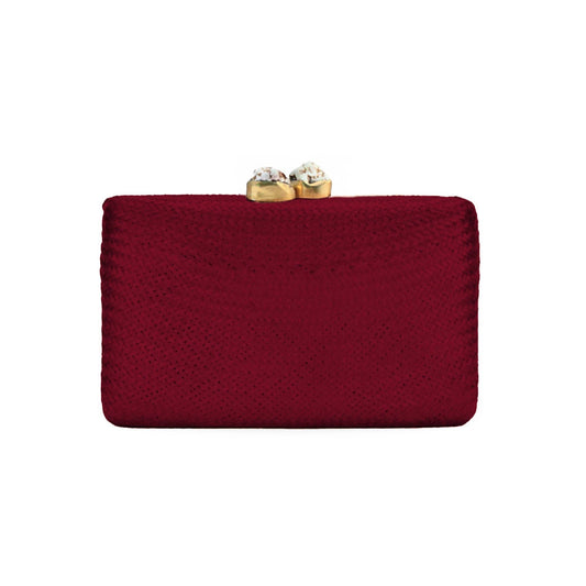 Cherry Red Rectangle Clutch by LIKHÂ