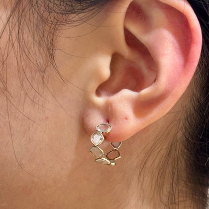 Slice Moissanite Hoop Earrings, Gold-Plated on Silver