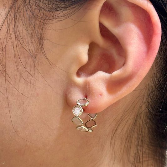 Slice Moissanite Hoop Earrings, Gold-Plated on Silver