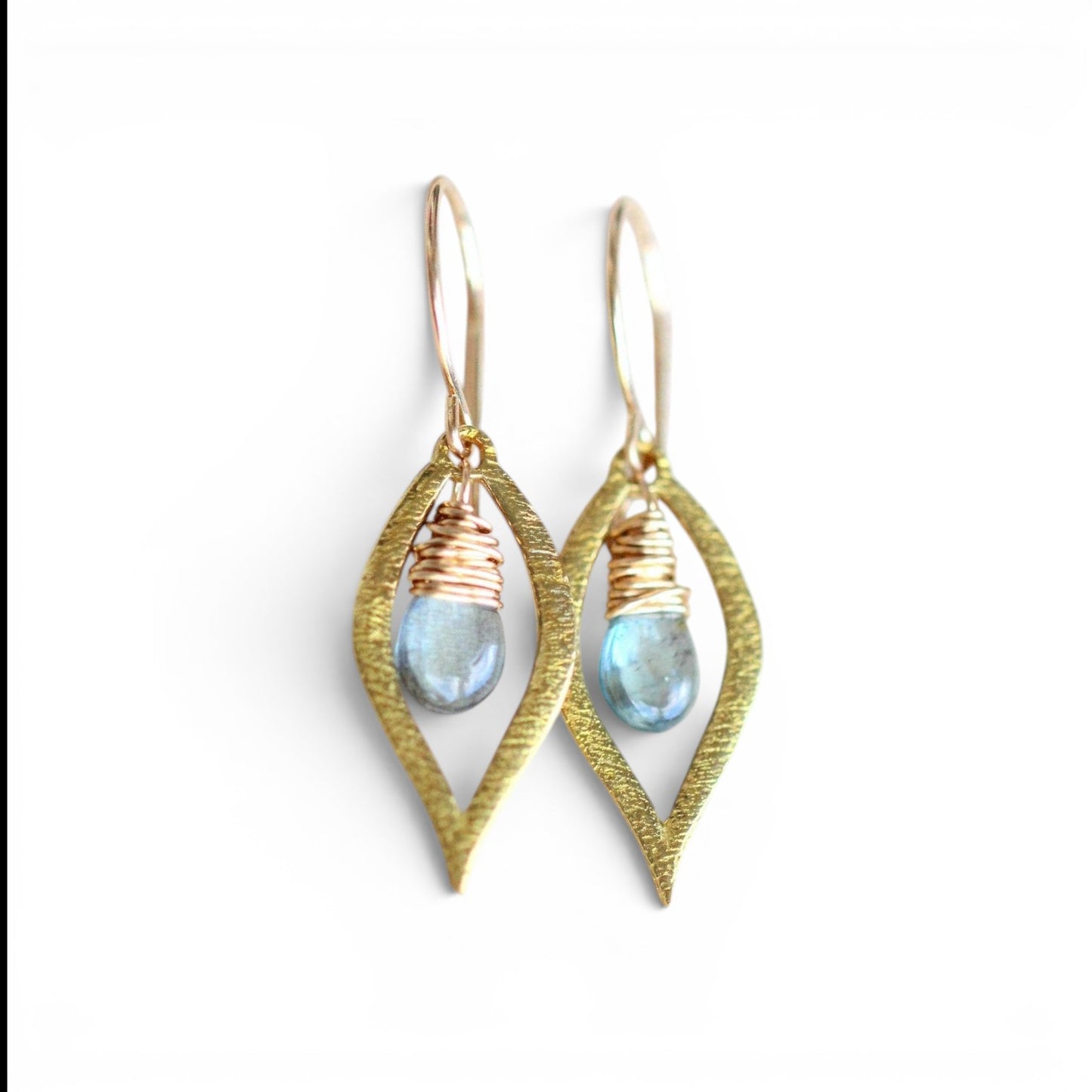 Dew Earrings, Moss Aquamarine