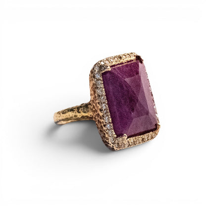 African Ruby & Diamond Cocktail Ring