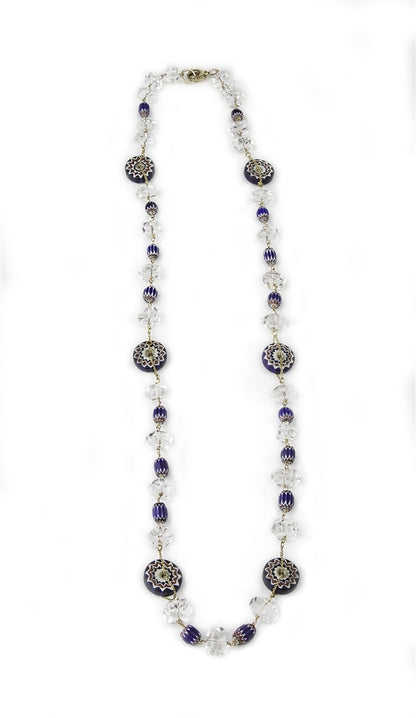 Long Crystal & Murano Glass Necklace, Sterling Silver view 2
