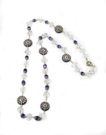 Long Crystal & Murano Glass Necklace, Sterling Silver view 3