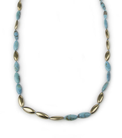 Long Turquoise & Gold Bead Necklace view 4