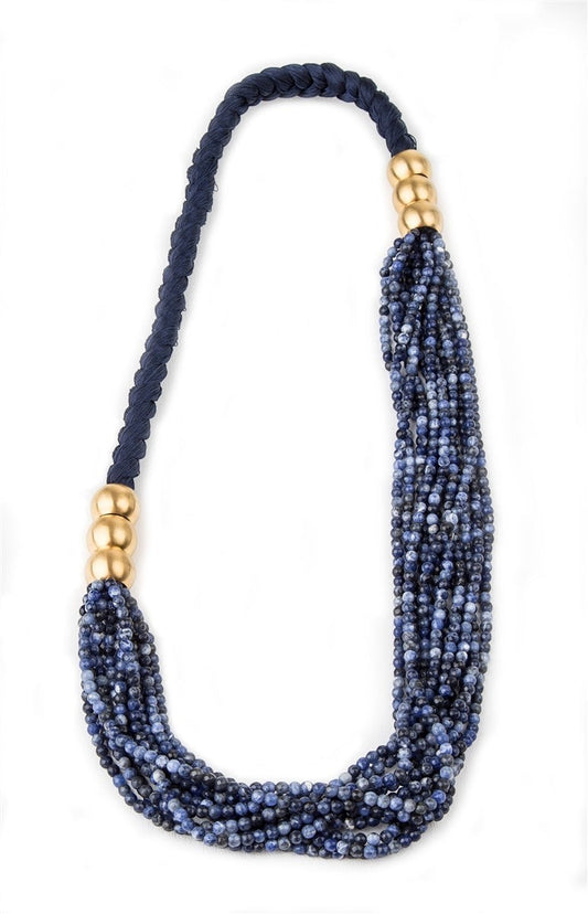 Multi-Strand Blue Sodalite Gemstone Necklace view 2