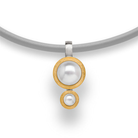 White Cultured Pearl Pendant Necklace, Two-Tone, by Bastian