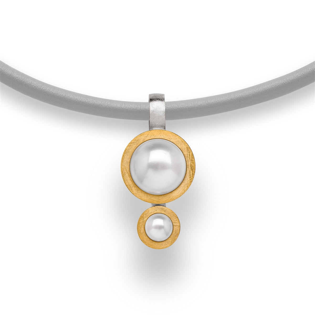 White Cultured Pearl Pendant Necklace, Two-Tone, by Bastian