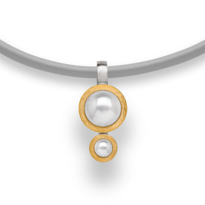 White Cultured Pearl Pendant Necklace, Two-Tone, by Bastian