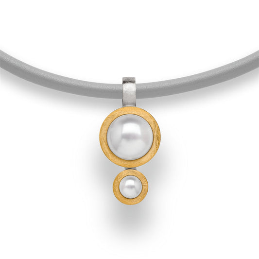 White Cultured Pearl Pendant Necklace, Two-Tone, by Bastian