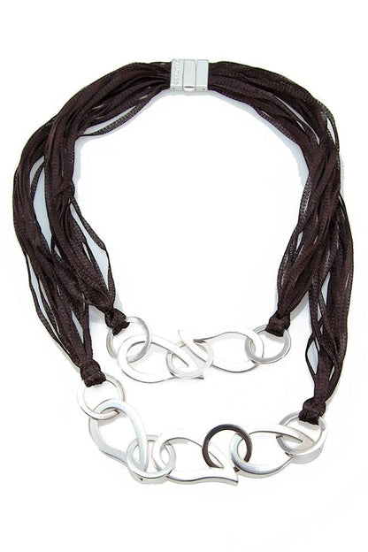 Double Strand Brown Sterling Silver Thread Necklace
