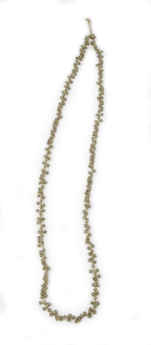 Long Smokey Quartz Gemstone Necklace, 14K Gold view 3