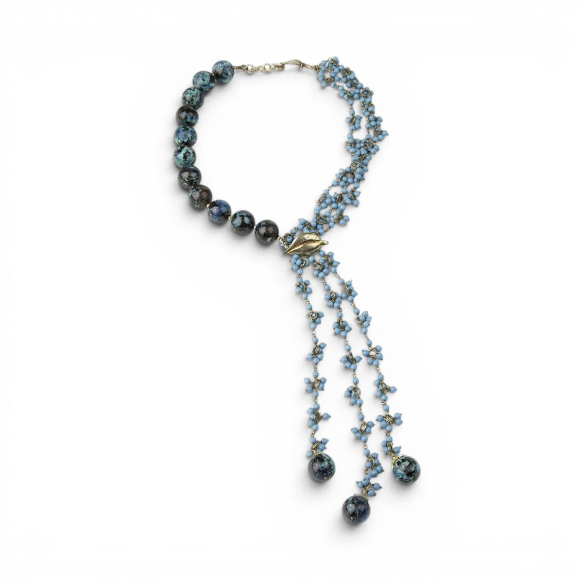 Turquoise & Chrysocolla Tassel Necklace view 2