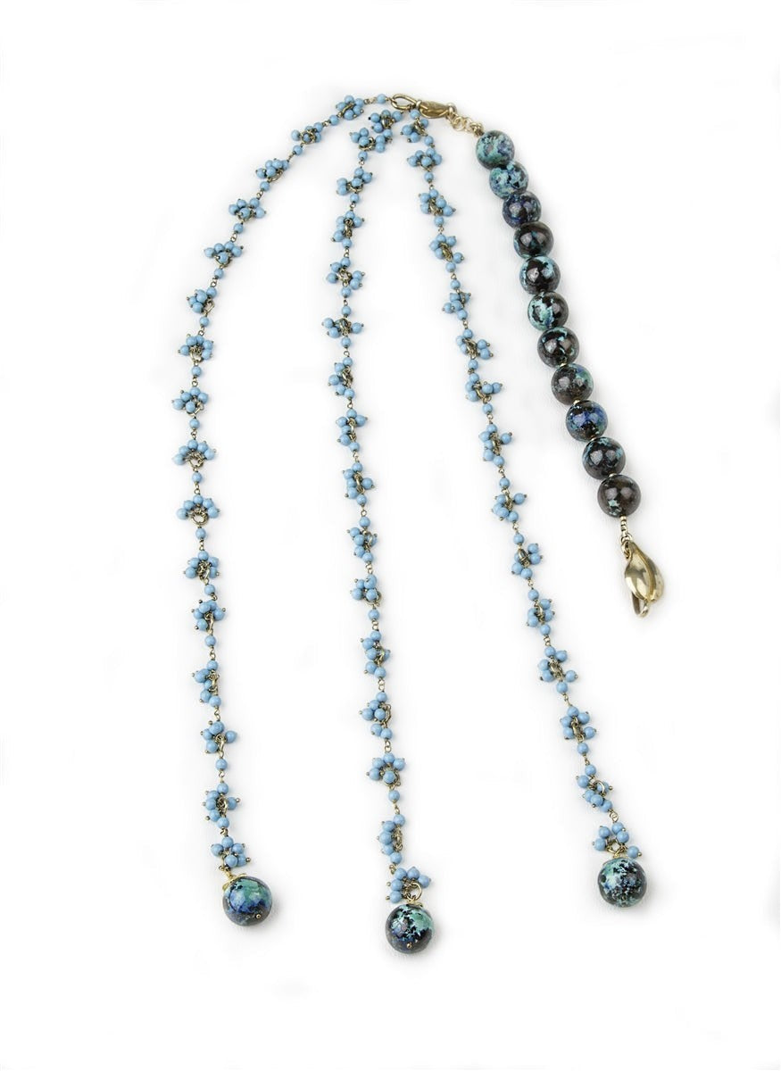 Turquoise & Chrysocolla Tassel Necklace view 3