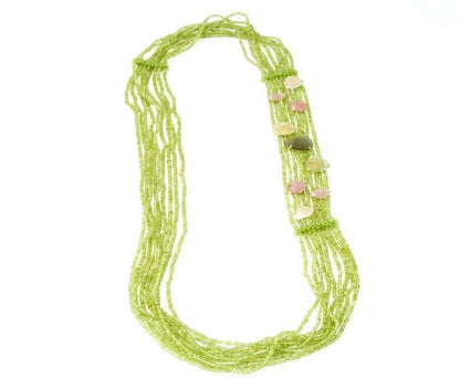 Green Peridot Necklace with Pink & Yellow Sapphires