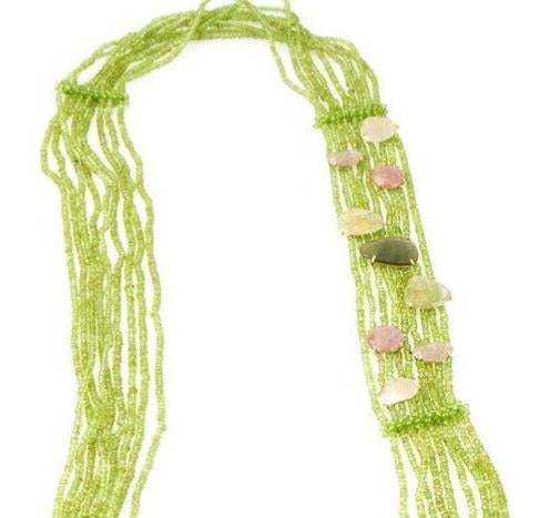 Green Peridot Necklace with Pink & Yellow Sapphires view 3