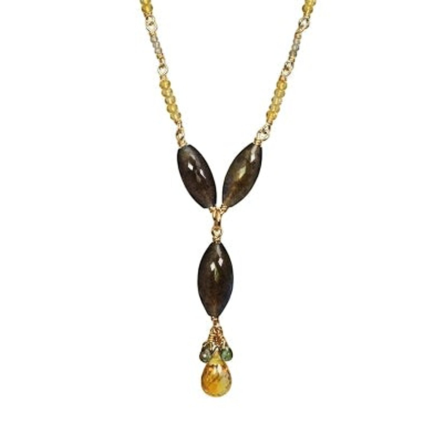 Labradorite & Citrine Gemstone Drop Necklace (Copy)