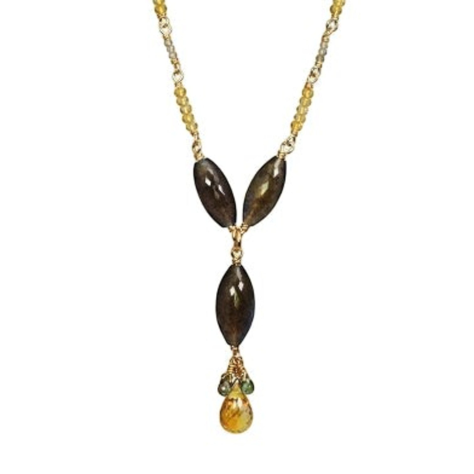 Labradorite & Citrine Gemstone Drop Necklace (Copy)
