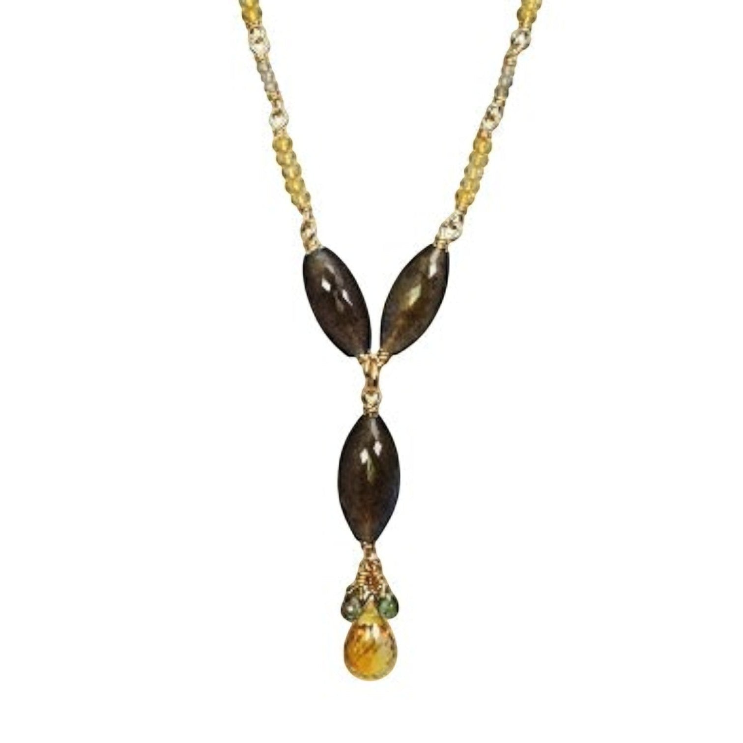Labradorite & Citrine Gemstone Drop Necklace (Copy)