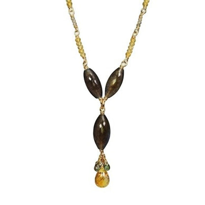 Labradorite & Citrine Gemstone Drop Necklace (Copy)