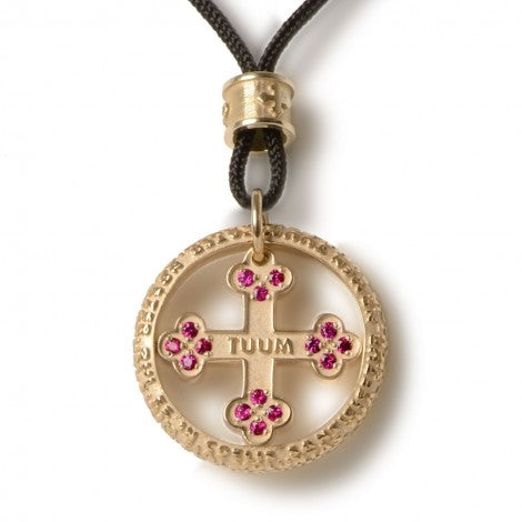 Tuum's Flore Pendant in Gold Sterling with Red Rubies