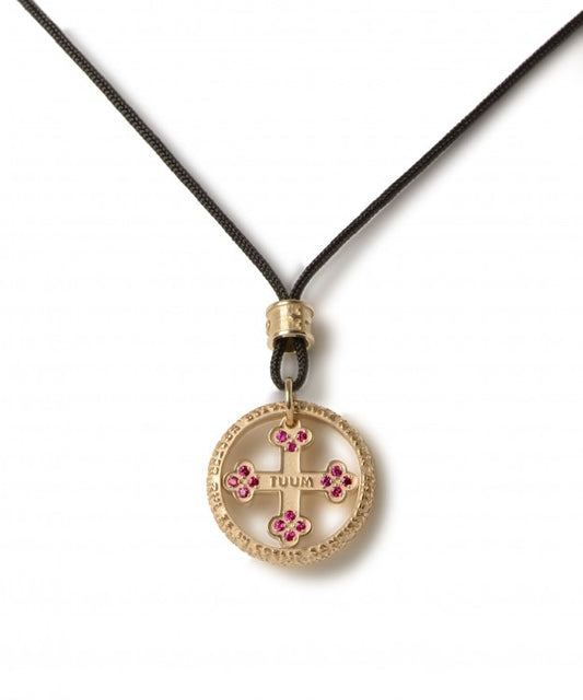 Tuum's Flore Pendant in Gold Sterling with Red Rubies view 2