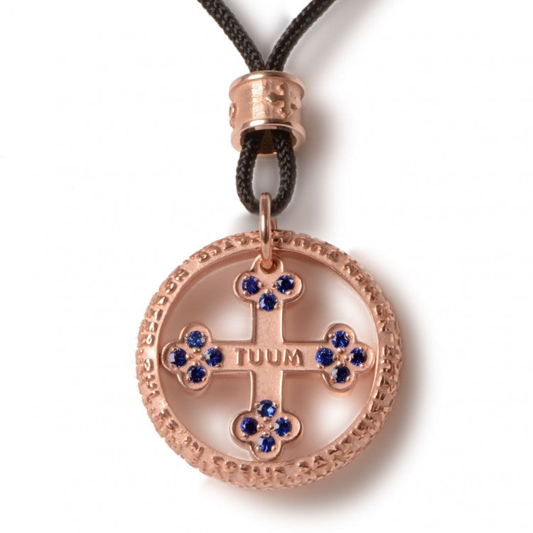 Tuum's Flore Pendant in Rose Gold with Blue Sapphires