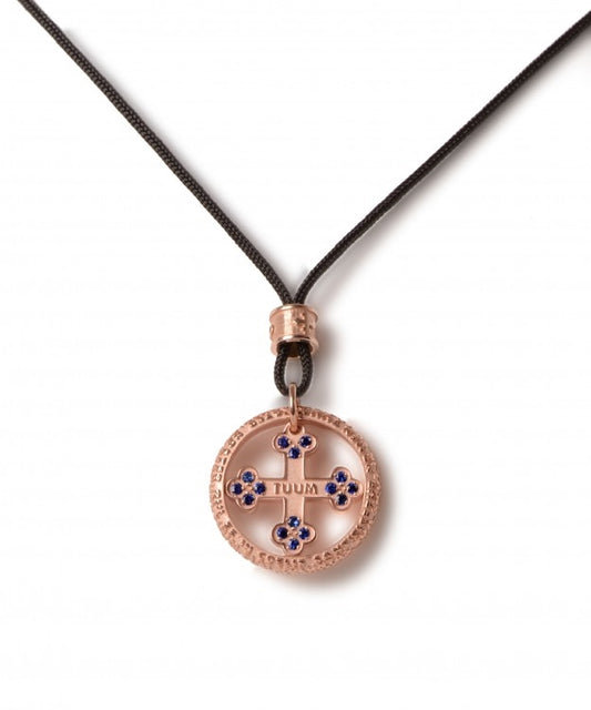 Tuum's Flore Pendant in Rose Gold with Blue Sapphires view 2
