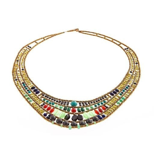 Ziio's Aki Necklace in Chrysoprase & Carnelian Gemstones