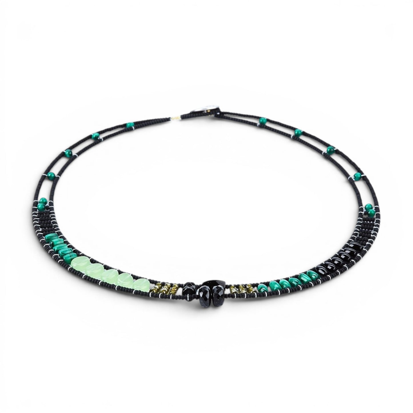 Ziio's Giro Necklace in Malachite, Chrysoprase & Green Zircon view 2