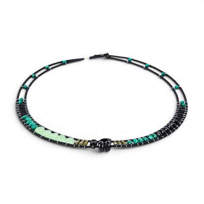 Ziio's Giro Necklace in Malachite, Chrysoprase & Green Zircon view 2