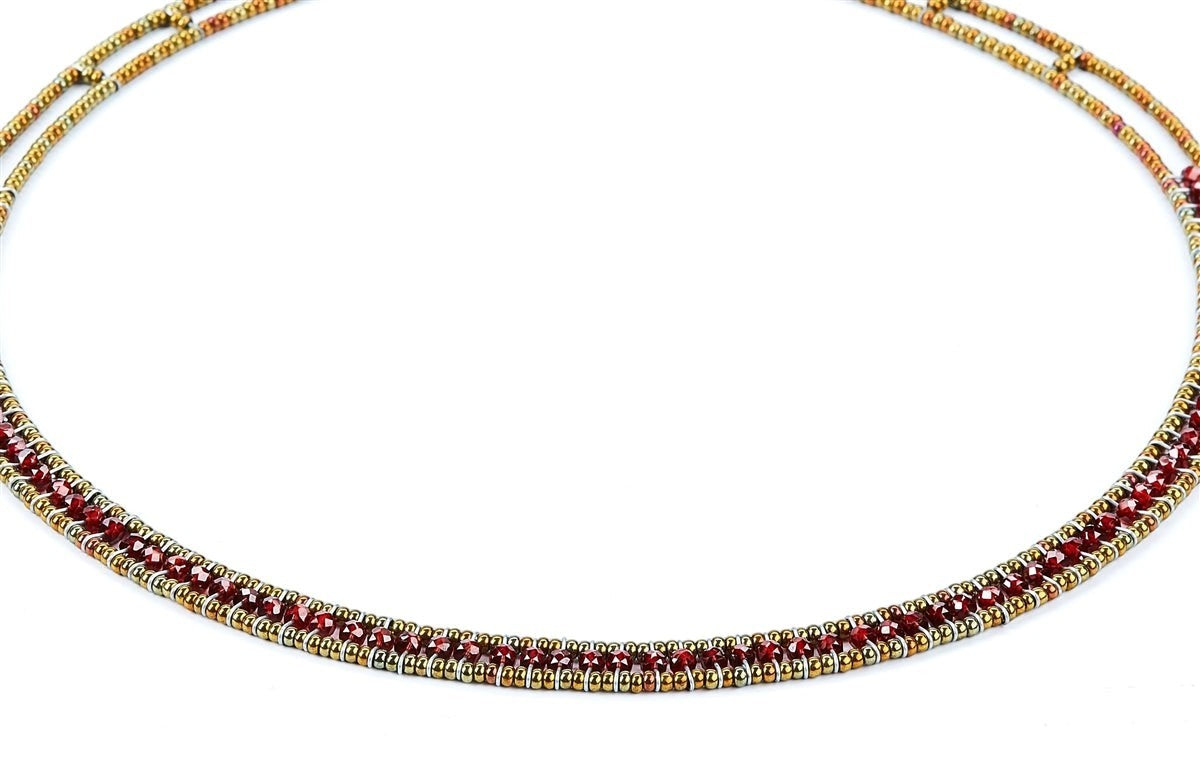 Ziio's Narrow Giro Necklace in Red Zircon Gemstones view 2