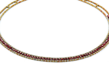 Ziio's Narrow Giro Necklace in Red Zircon Gemstones view 2