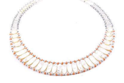 White Mother of Pearl & Coral Necklace by Ziio