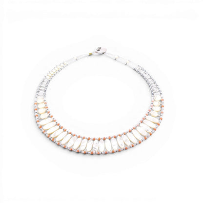 White Mother of Pearl & Coral Necklace by Ziio view 2