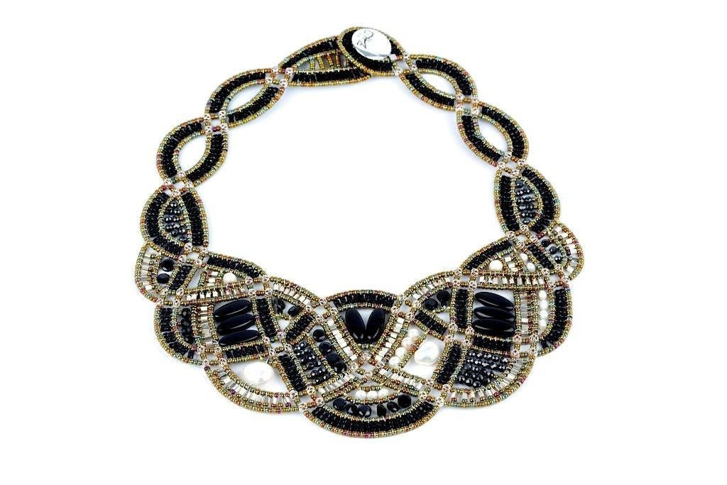 Limited Edition New Romance Necklace in Onyx & Pearl by Ziio view 2