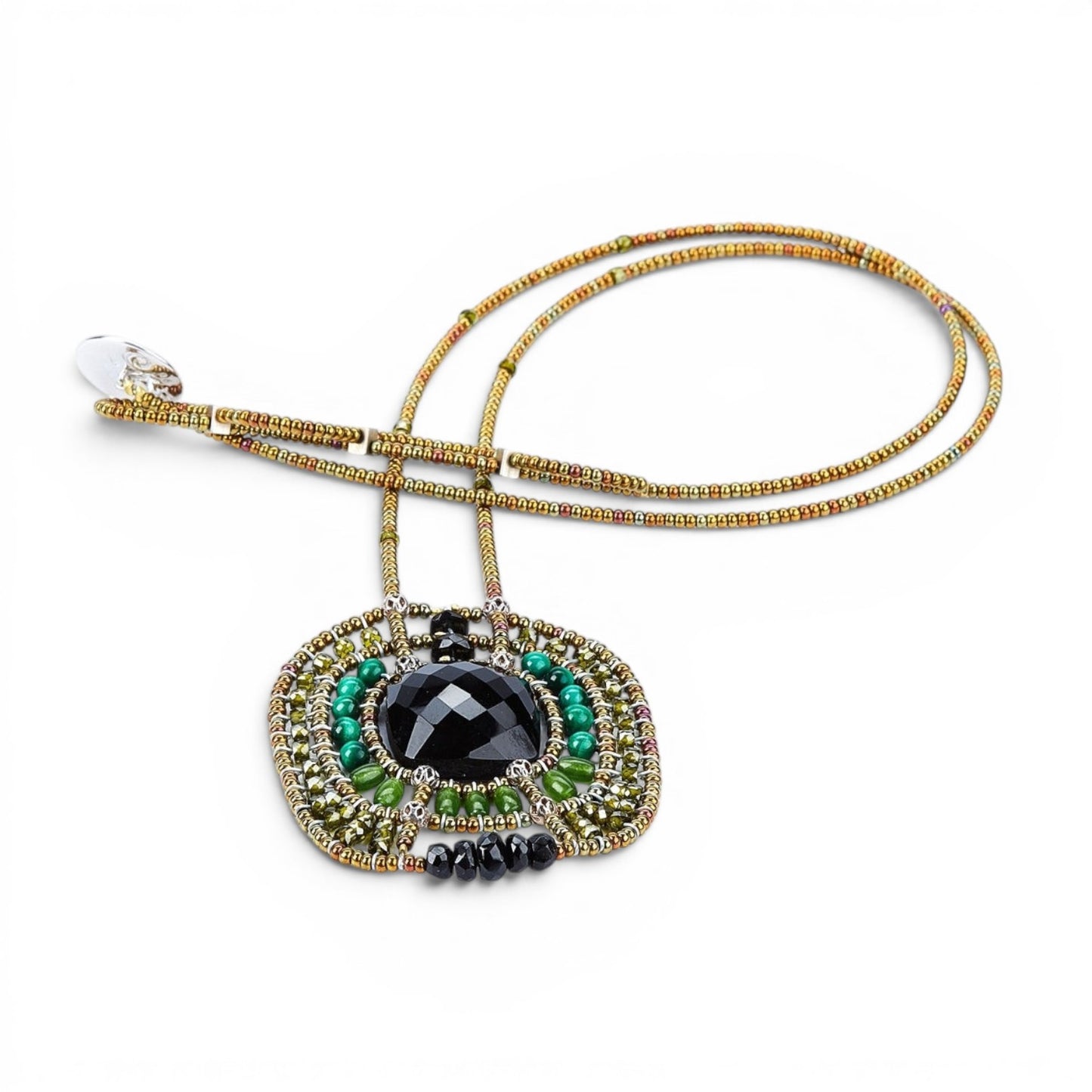 Onyx, Jade & Malachite Pendant Necklace by Ziio view 2