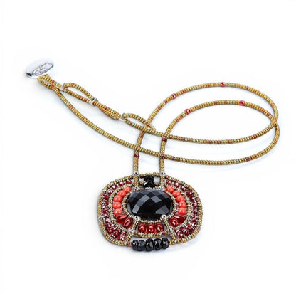 Onyx, Garnet, Coral & Zircon Pendant Necklace by Ziio view 2