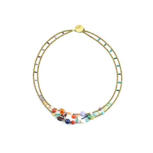 Ziio's Shinju Vibrant Multi-Color Gemstone Necklace