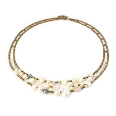 Ziio's Shinju Pearl & Morganite Necklace