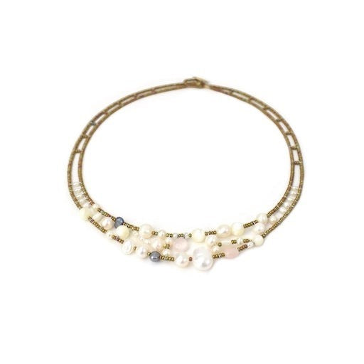 Ziio's Shinju Pearl & Morganite Necklace view 2
