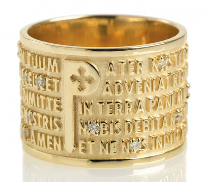Tuum Animae Pater Ring in 18k Gold with Diamonds