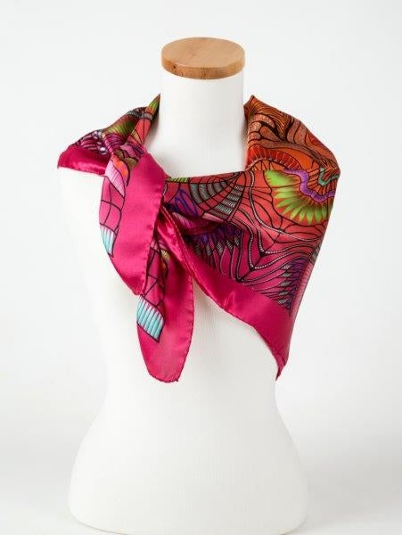 Pink Jungle Print 36 in. Square Silk Satin Scarf view 2