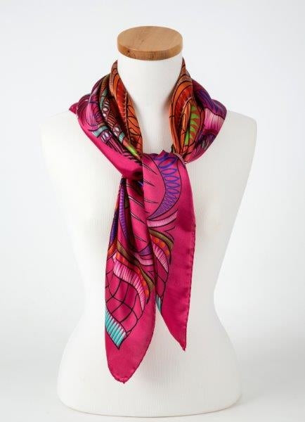 Pink Jungle Print 36 in. Square Silk Satin Scarf view 3
