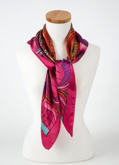 Pink Jungle Print 36 in. Square Silk Satin Scarf view 3